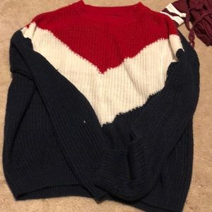 Red,white, and blue sweater